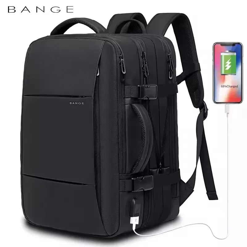 Stylish BANGE Travel Backpack – Business Laptop Backpack 17.3” Expandable, Waterproof, USB Charging, Large Capacity WAREHOUSE SHOP