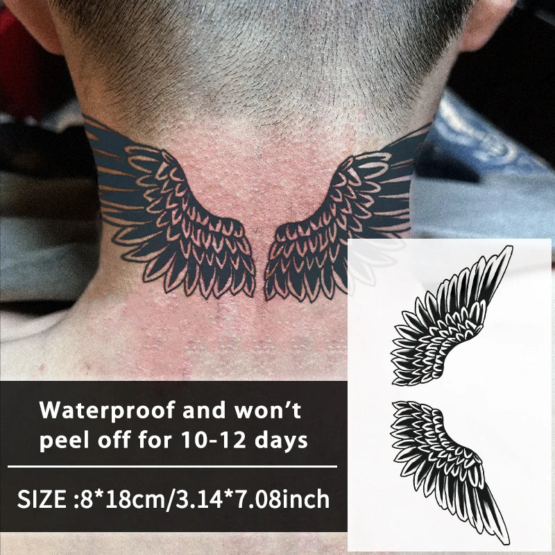 1Pc Angel Wings Waterproof Temporary Tattoo Stickers, Long-lasting Waterproof for One to Two Weeks, For Arm, Leg, Neck.