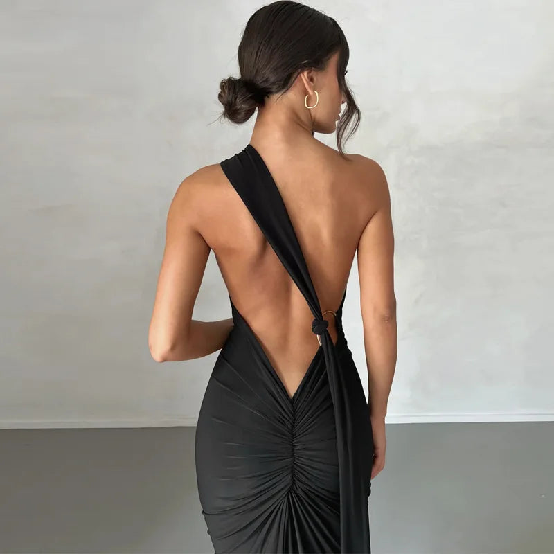 One Shoulder Sleeveless Backless Dress. Dresses For Women Club, Birthday Party, Evening Prom. from Neon y2k.