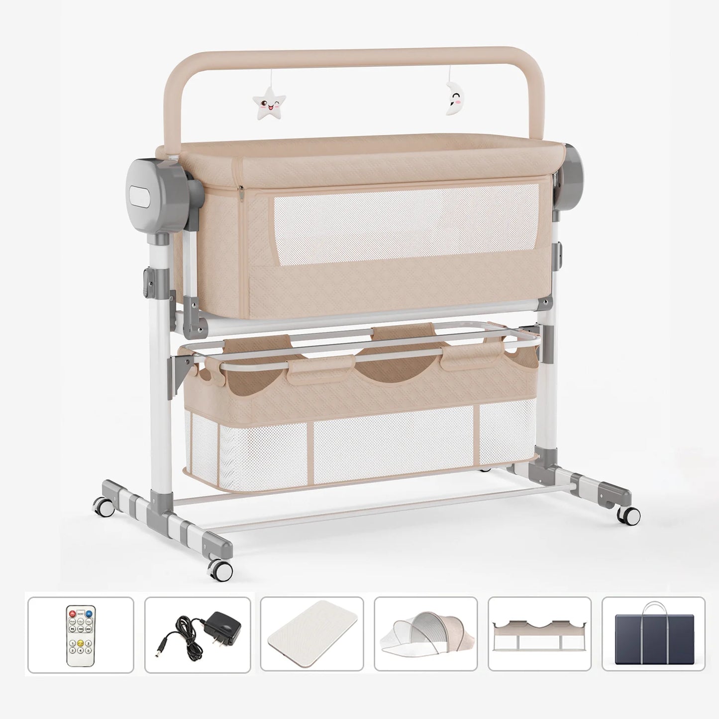 Smart Auto-Rocking Baby Bassinet — Bluetooth Music Foldable Crib