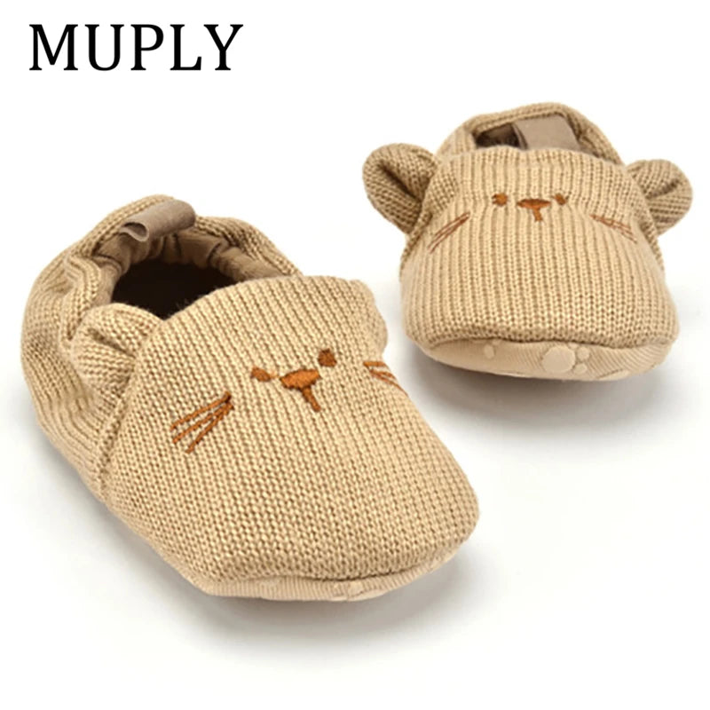 Adorable Infant Slippers Toddler Baby Boy Girl Knit Crib Shoes Cute Cartoon Anti-slip Prewalker Baby Slippers WAREHOUSE SHOP