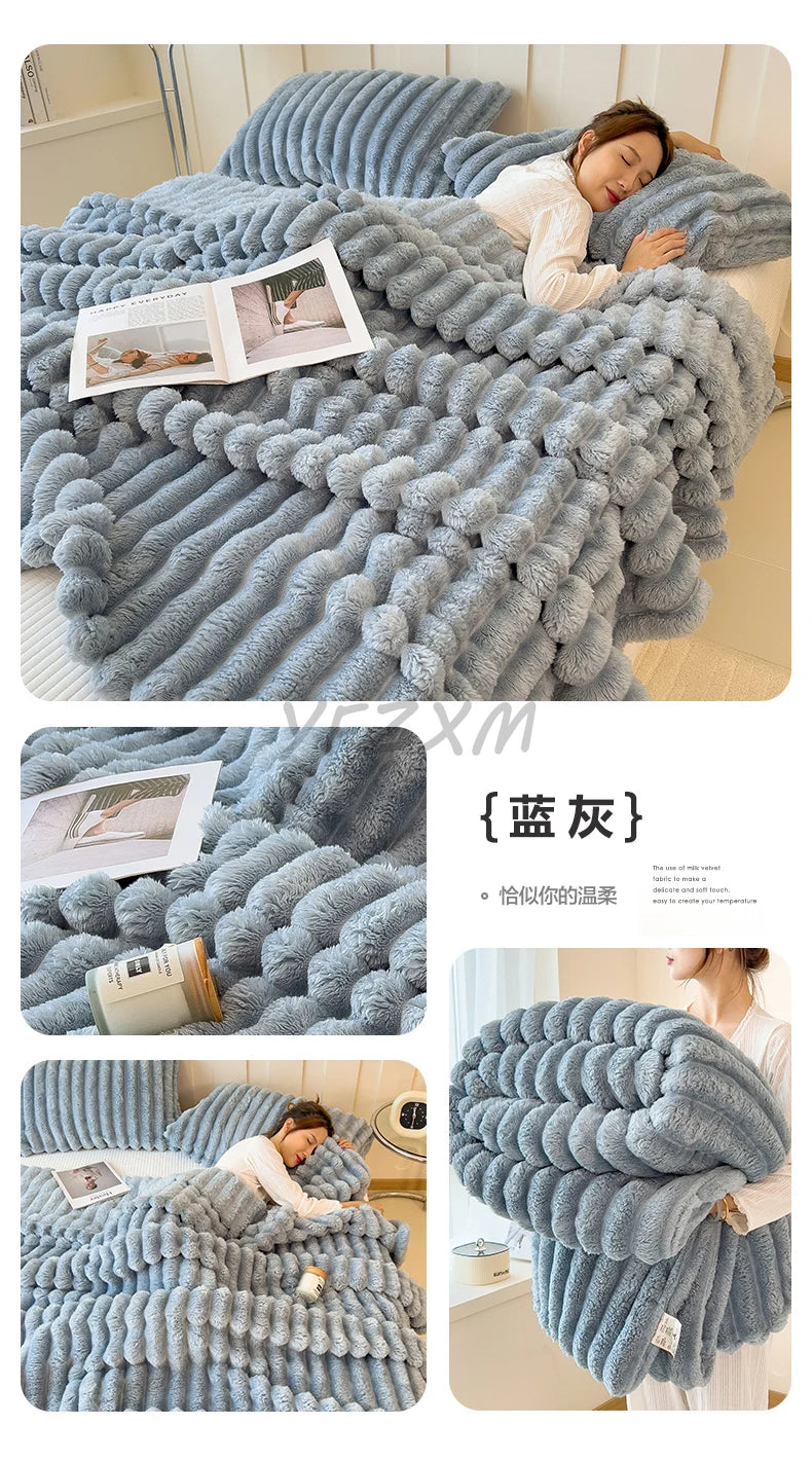 Striped Flannel Blanket – Cozy Bed Sheet & Sofa Throw