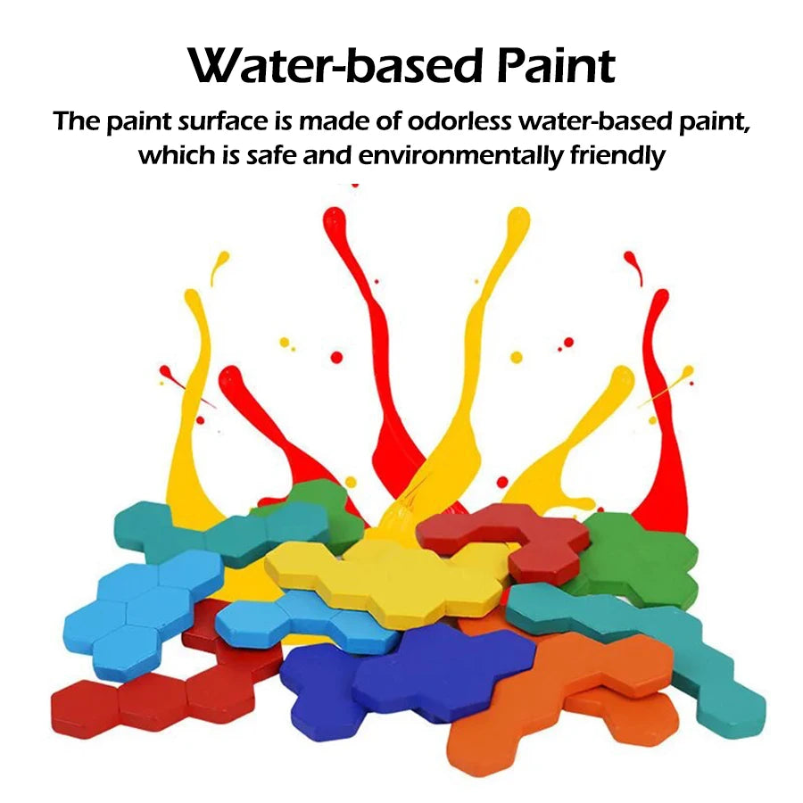 1pcs Wooden Puzzles Educational Toys For Children Kids Preschool Tangram Board Brain IQ Test Game Montessori Toys Gifts