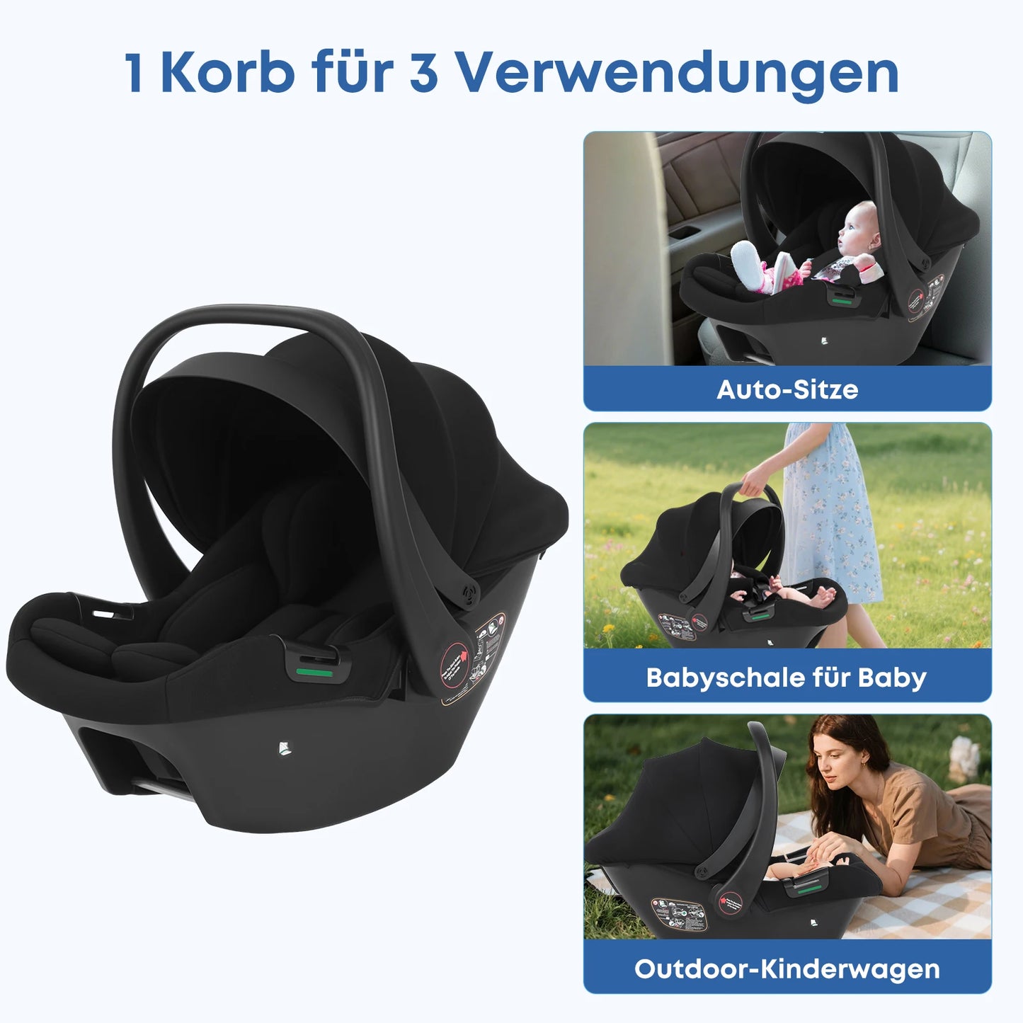 Infant Baby Car Seat 0-12 Months - Sun Canopy I-Size Safety Seat