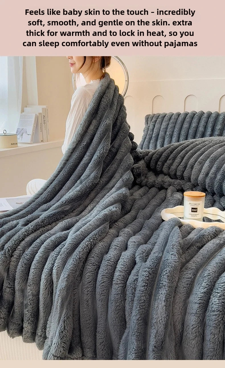 Striped Flannel Blanket – Cozy Bed Sheet & Sofa Throw