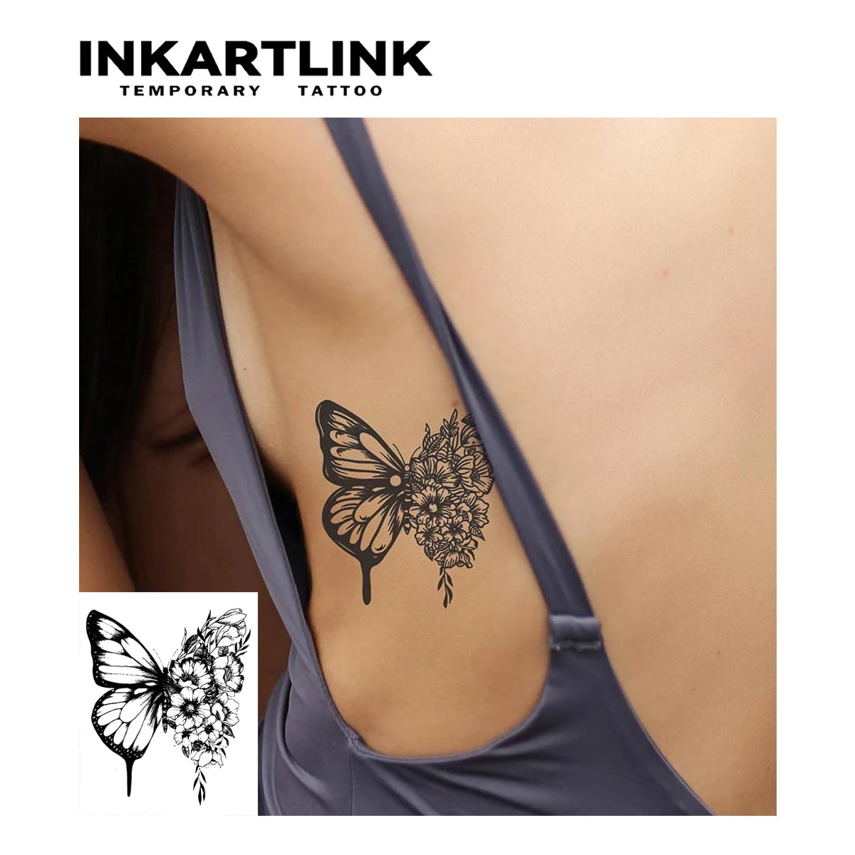 INKARTLINK Butterfly Temporary Tattoo,Lasts To 15 Days New Technology Magic Waterproof Semi Permanent Sticker.