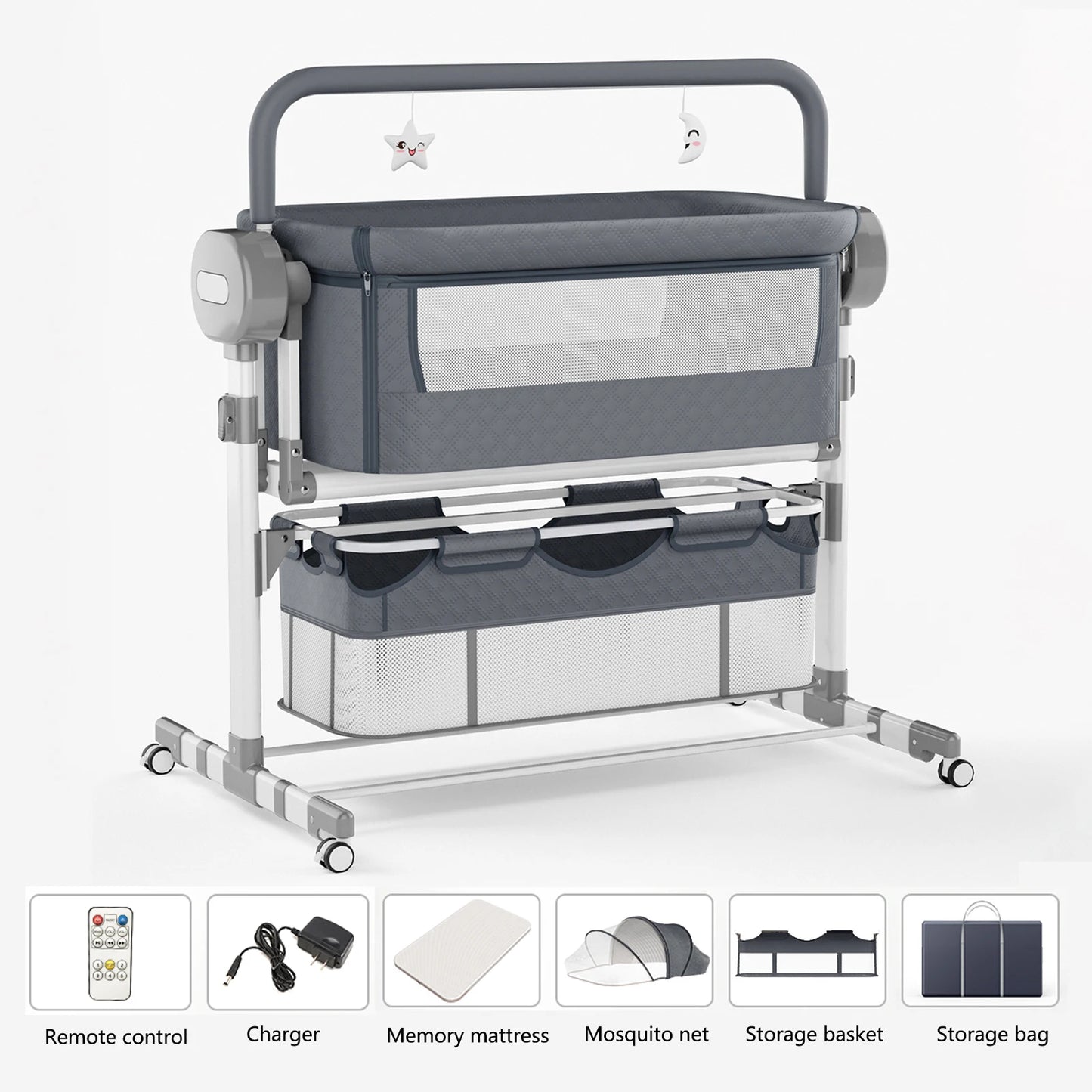Smart Auto-Rocking Baby Bassinet — Bluetooth Music Foldable Crib
