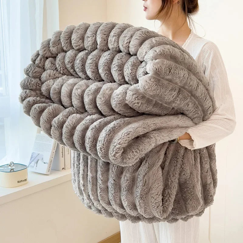 Striped Flannel Blanket – Cozy Bed Sheet & Sofa Throw