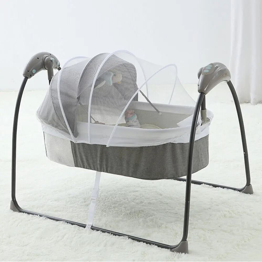Comfy 3-in-1 Baby Electric Shaking Bed with Remote Music & Mosquito Net Safe Sleep Solution for Infants 0-12 Months