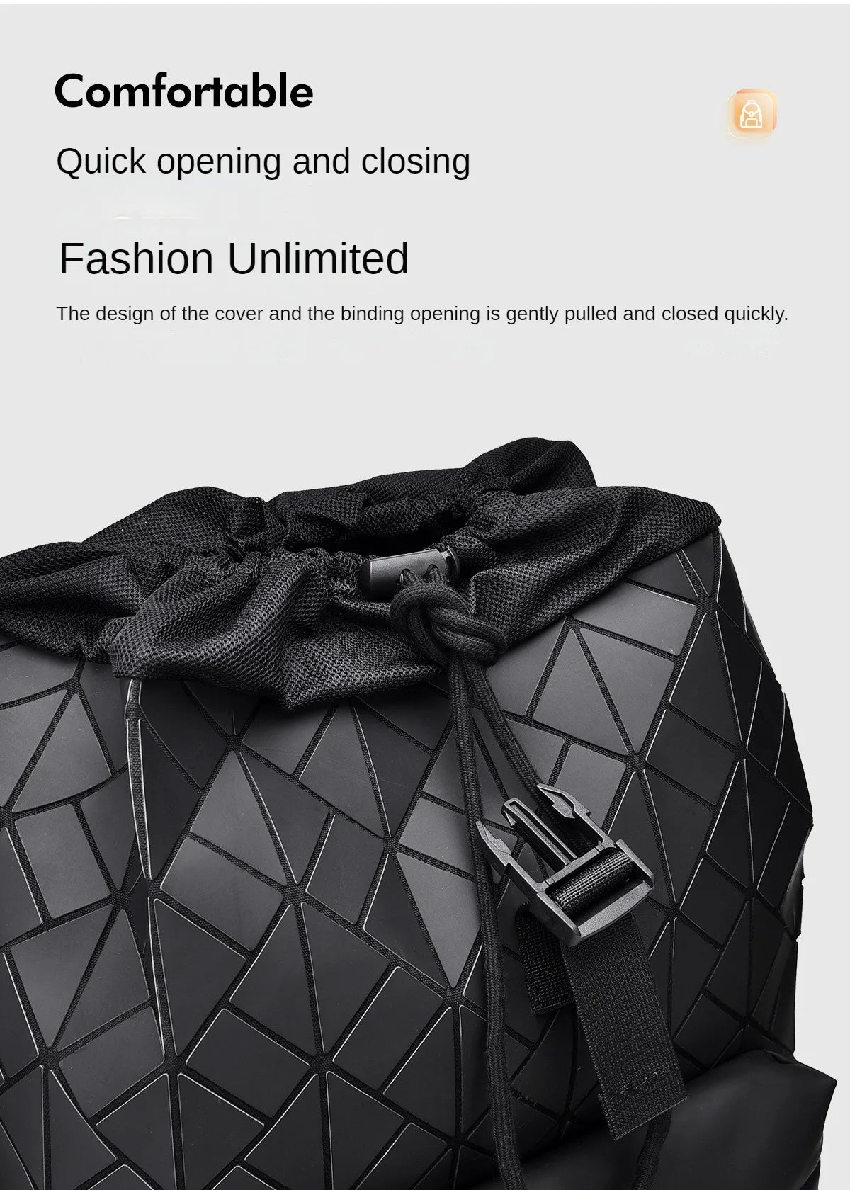 Trendy Brand Backpack Men's Bag Rhombus Laser Reflective Student School Bag Large Capacity Commuter Computer Bag