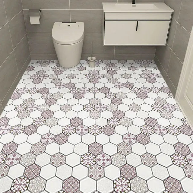 Thicken Floor Stickers Self-adhesive Waterproof Bathroom Floor Stickers Non-slip Home Wallpaper Wear-resistant Kitchen PVC WAREHOUSE SHOP
