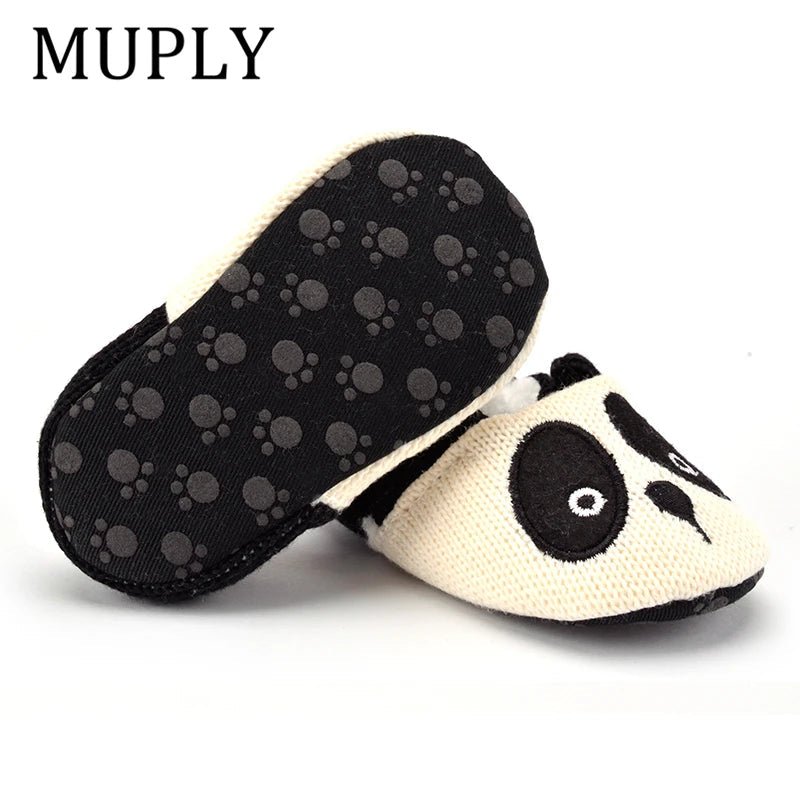 Adorable infant knit slippers with cartoon design, anti - slip sole, and cozy style – perfect crib shoes for baby boys and girls. - WAREHOUSE SHOP