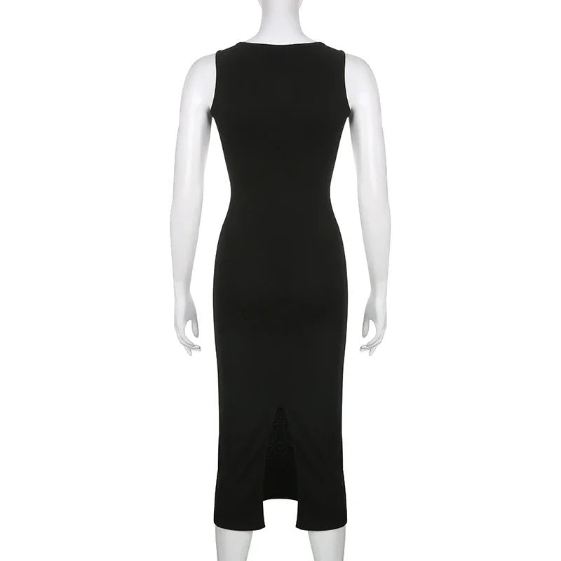 Basic Knit Long Dress. Sleeveless Women's Dresses for Summer Casual wears. Y2k Vintage All - match Outftis - WAREHOUSE SHOP