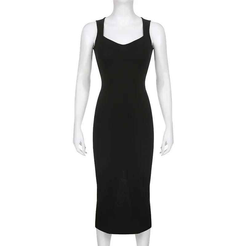 Basic Knit Long Dress. Sleeveless Women's Dresses for Summer Casual wears. Y2k Vintage All - match Outftis - WAREHOUSE SHOP
