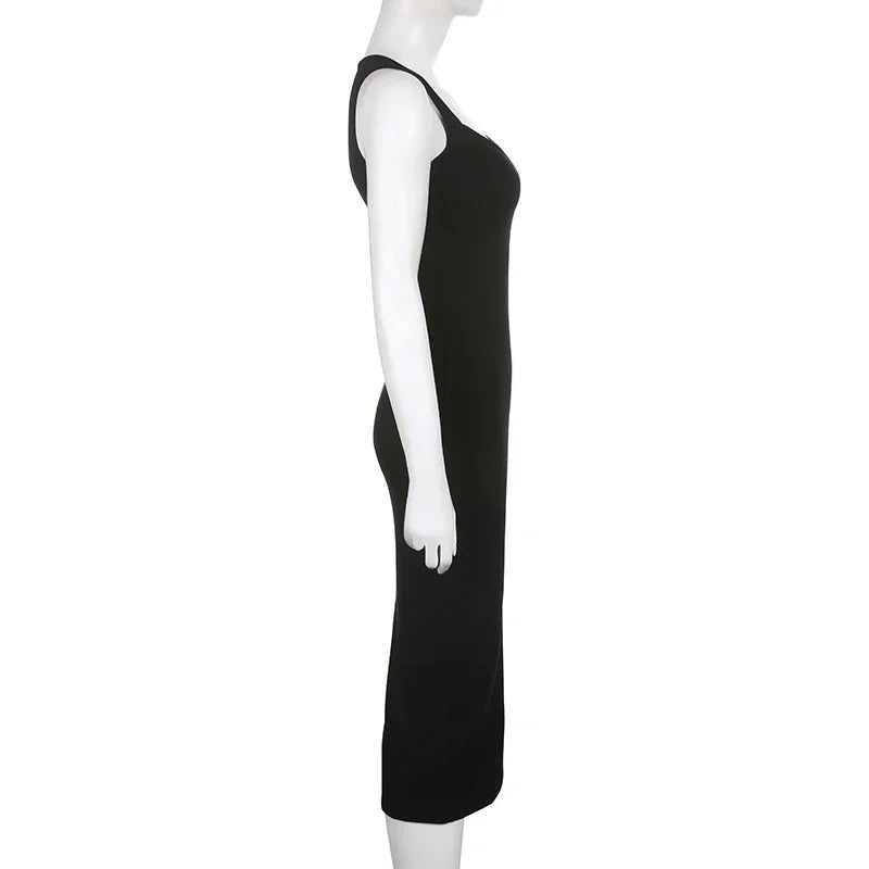 Basic Knit Long Dress. Sleeveless Women's Dresses for Summer Casual wears. Y2k Vintage All - match Outftis - WAREHOUSE SHOP