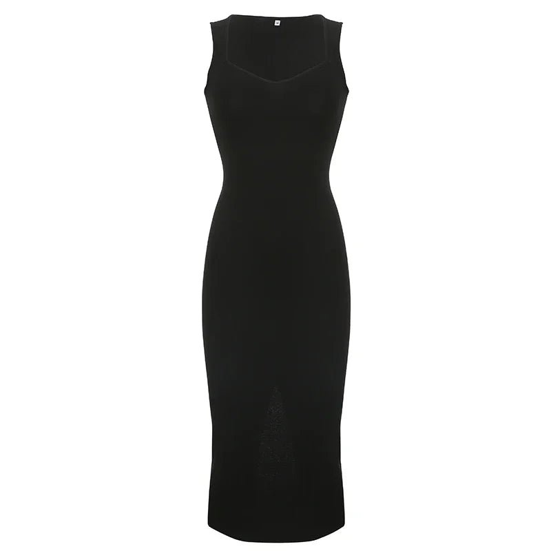 Basic Knit Long Dress. Sleeveless Women's Dresses for Summer Casual wears. Y2k Vintage All - match Outftis - WAREHOUSE SHOP