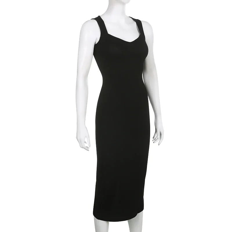 Basic Knit Long Dress. Sleeveless Women's Dresses for Summer Casual wears. Y2k Vintage All - match Outftis - WAREHOUSE SHOP