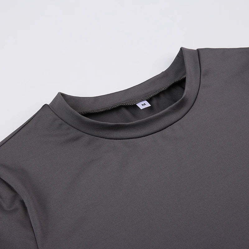Basic Solid Crop Top Short Sleeve Crewneck Skinny T-shirt Summer Casual Tee for Women Y2K Vintage Top Harajuku Streetwear - WAREHOUSE SHOP