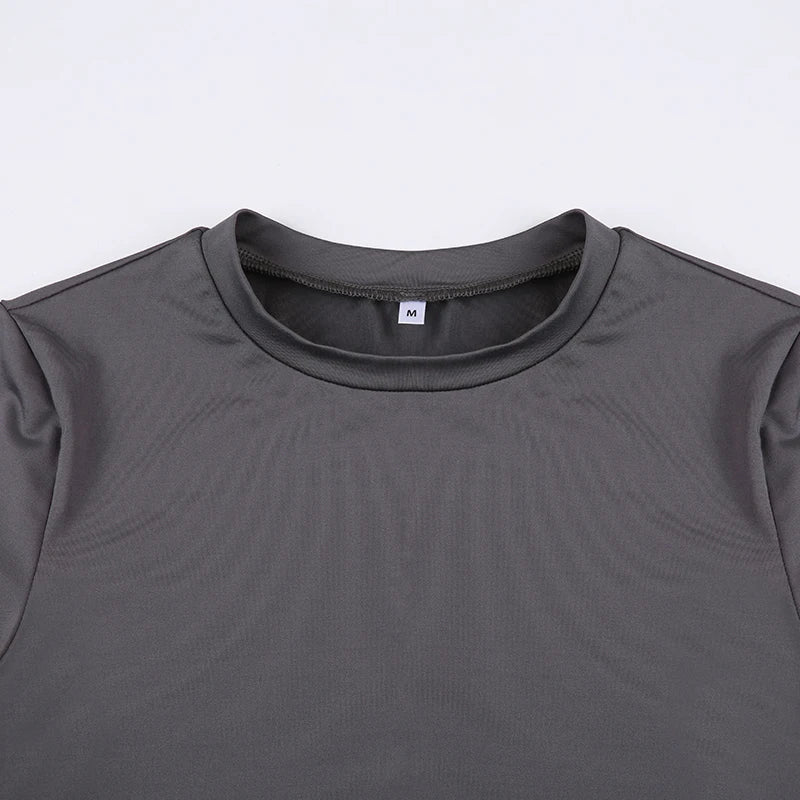Basic Solid Crop Top Short Sleeve Crewneck Skinny T-shirt Summer Casual Tee for Women Y2K Vintage Top Harajuku Streetwear - WAREHOUSE SHOP