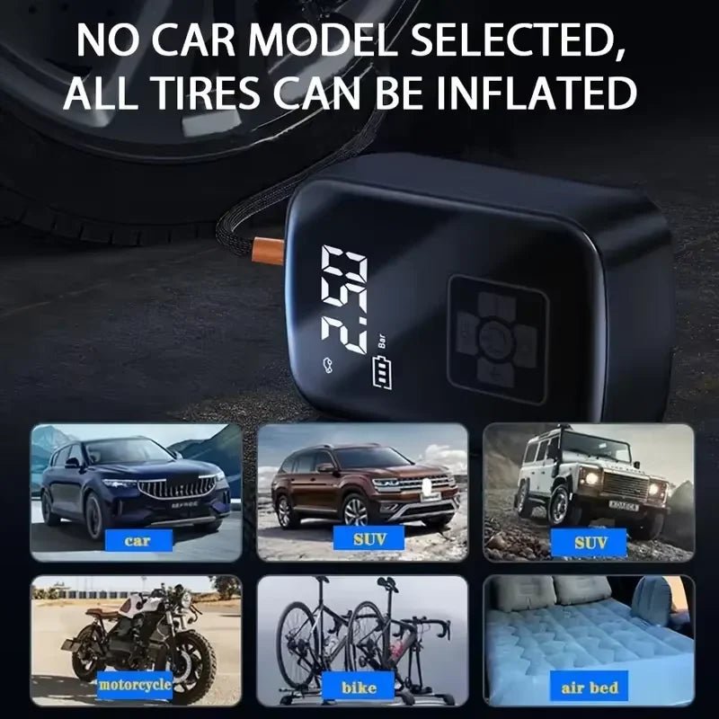 Car tire intelligent wireless car inflatable pump motorcycle bicycle electric vehicle portable air pump portable travel portable - WAREHOUSE SHOP