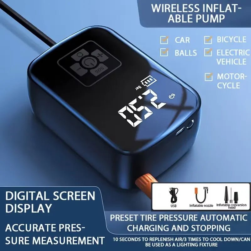 Car tire intelligent wireless car inflatable pump motorcycle bicycle electric vehicle portable air pump portable travel portable - WAREHOUSE SHOP