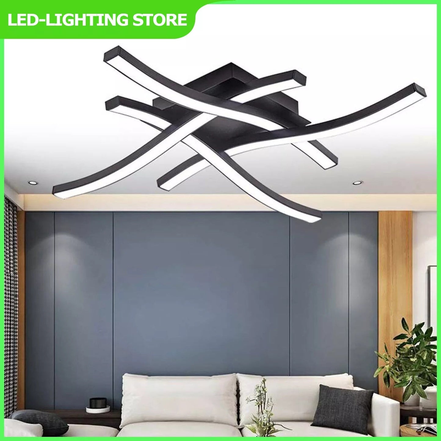 Ceiling Light 4 Wave Lights Modern Kitchen Living Room Bedroom Lamp LED Dimmable - WAREHOUSE SHOP