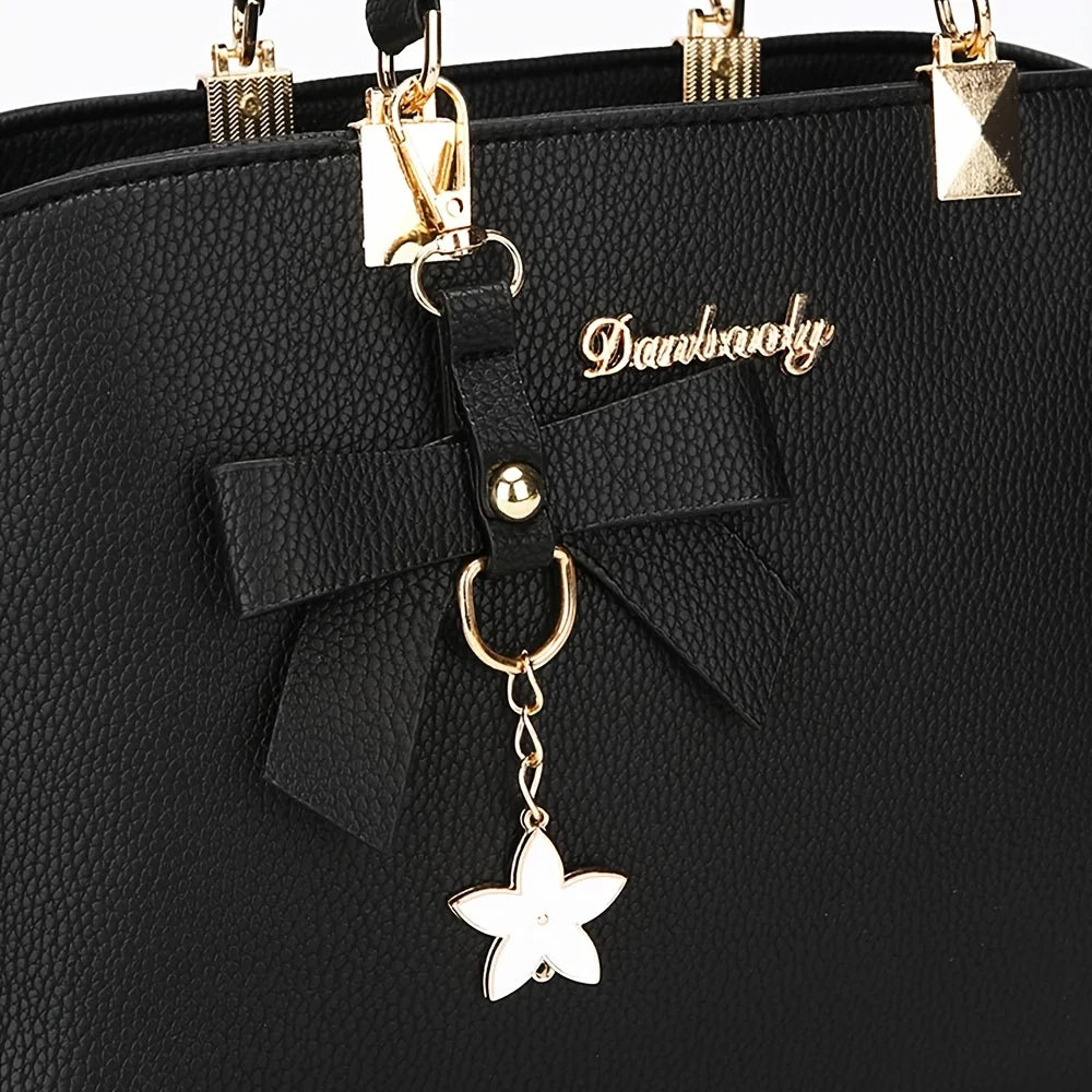 Chic shoulder bag for women featuring a bowknot accent, spacious compartments, and versatile style for work, outings, or daily wear. - WAREHOUSE SHOP