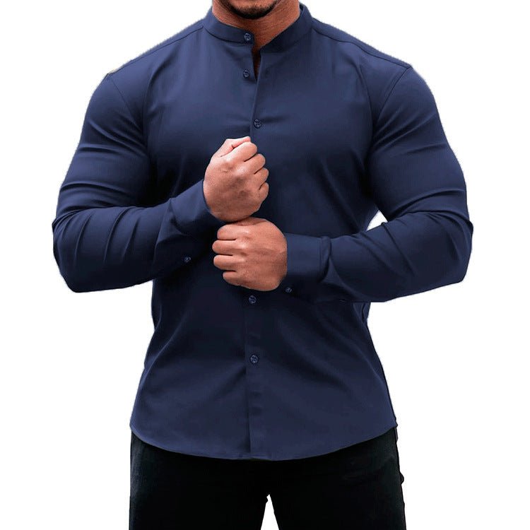 Classic, Casual Men Long Sleeve Shirt. Button Down, Solid Color for Casual and Official wears - WAREHOUSE SHOP