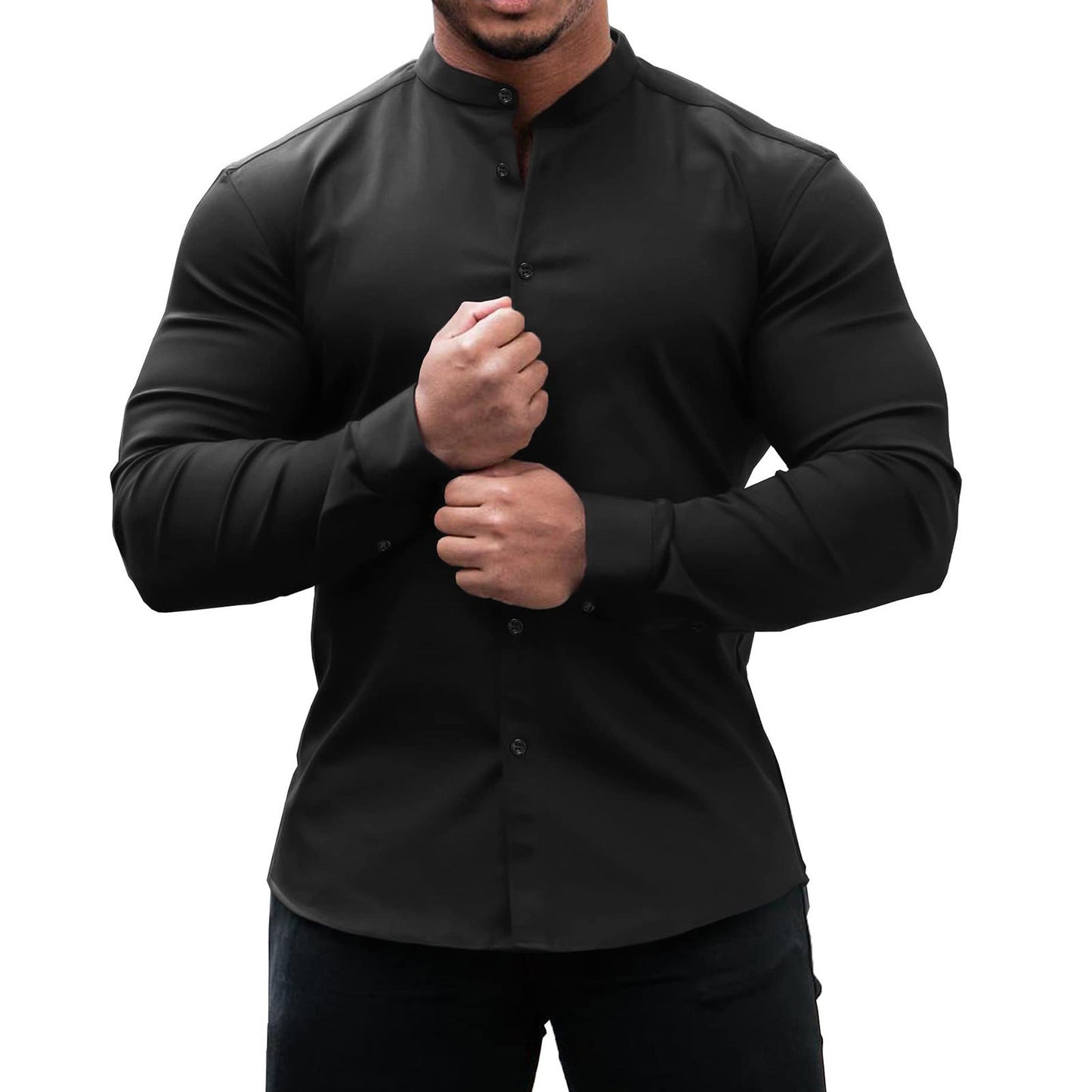 Classic, Casual Men Long Sleeve Shirt. Button Down, Solid Color for Casual and Official wears - WAREHOUSE SHOP