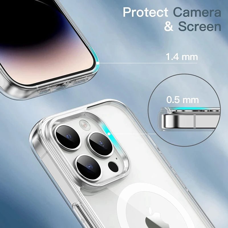 Clear Phone Case For iPhone 11 12 13 14 15 Pro Max For Magsafe Magnetic Wireless Charging Magsafe Case 7 8 XR XsMax Cover Case - WAREHOUSE SHOP