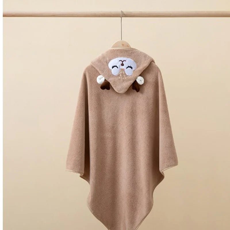 Coral Velvet Children’s Cape Bath Towel – soft and absorbent newborn bath wrap with cute cartoon design. Perfect for babies and toddlers after bath time. - WAREHOUSE SHOP