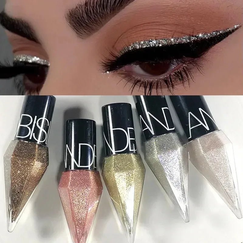 Diamond Shiny Eye Liners Eyeshadow Waterproof Silver Rose Gold Color Glitter Sequins Eyeliner Eye Shadow Makeup Beauty Cosmetics - WAREHOUSE SHOP