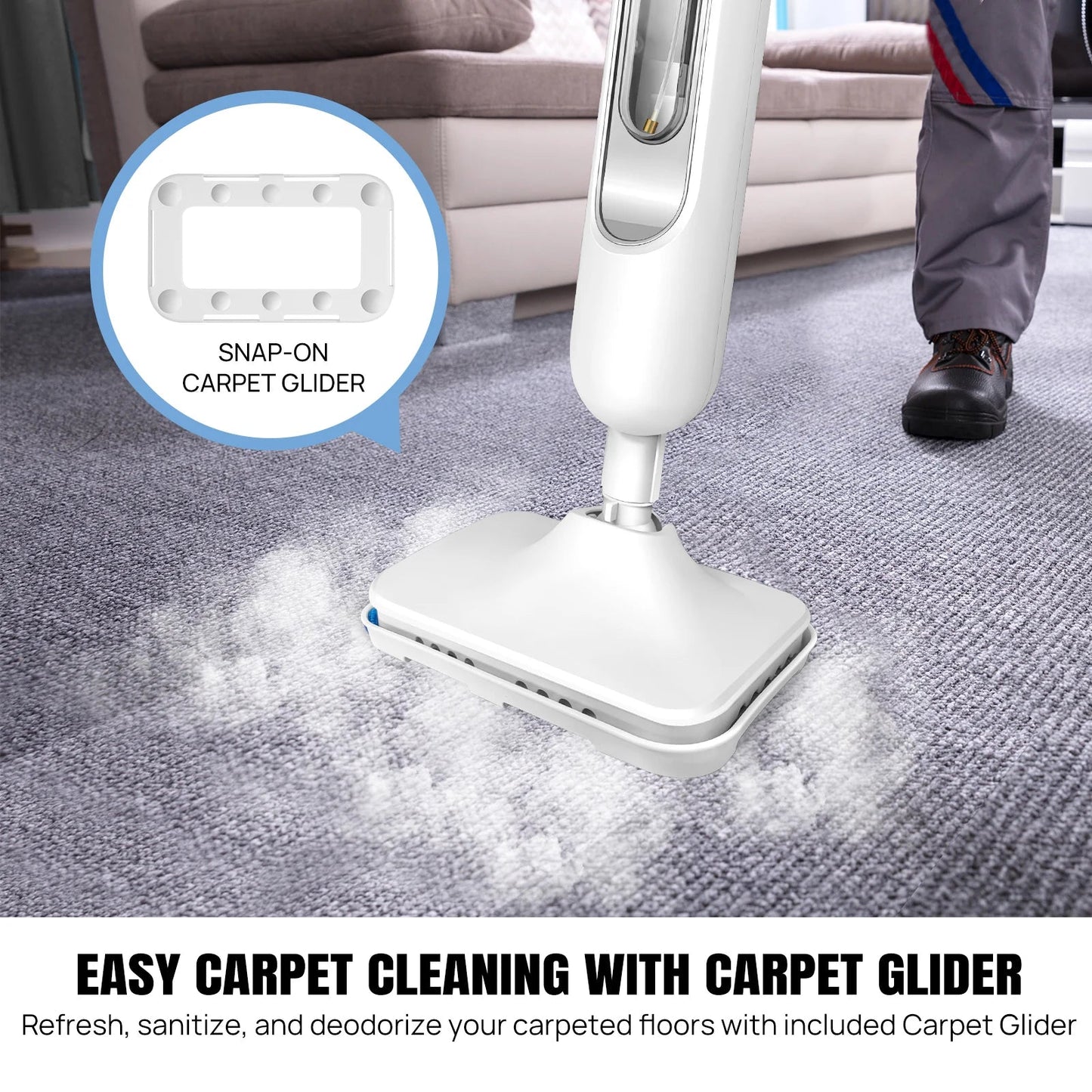 Electric Steam Mop, with 120 Degree Rotatable Head for Floor Cleaning, 5000W Steam Cleaner, 400ML Water Tank. Quality Handheld Mop - WAREHOUSE SHOP