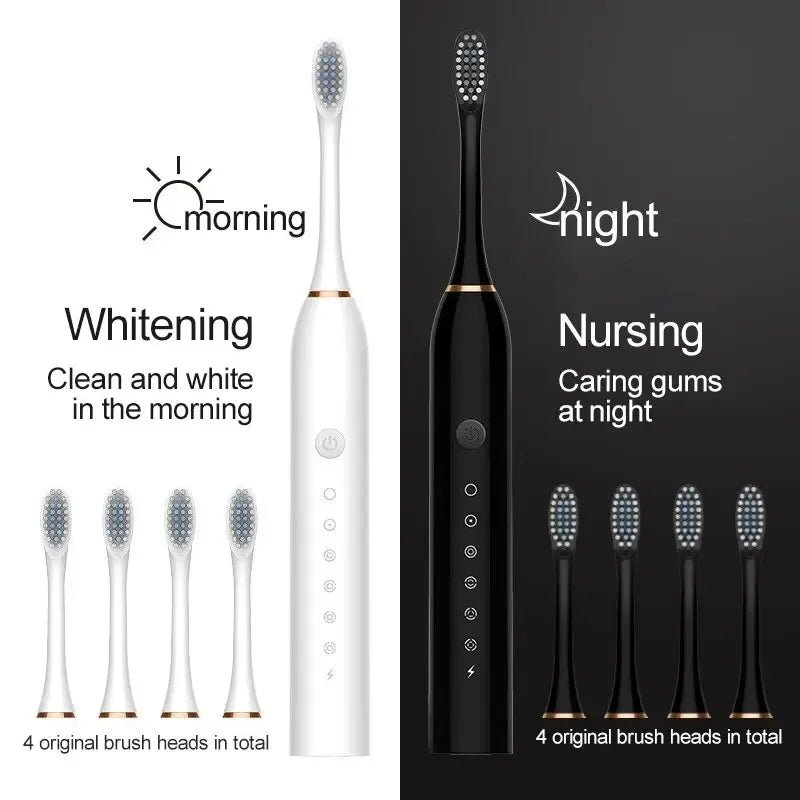 Electric Ultrasonic Toothbrush – 6 Speed Modes | Soft Bristles | USB Rechargeable | Waterproof | Adult Tooth Cleaner | Automatic Couple Set - WAREHOUSE SHOP