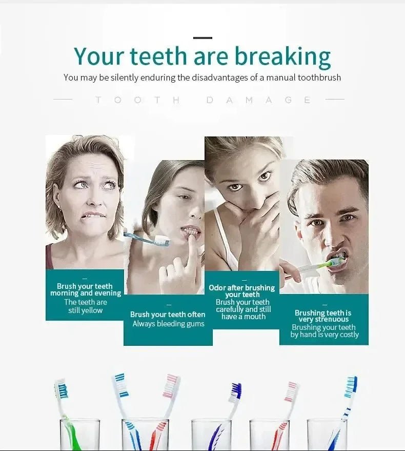 Electric Ultrasonic Toothbrush – 6 Speed Modes | Soft Bristles | USB Rechargeable | Waterproof | Adult Tooth Cleaner | Automatic Couple Set - WAREHOUSE SHOP