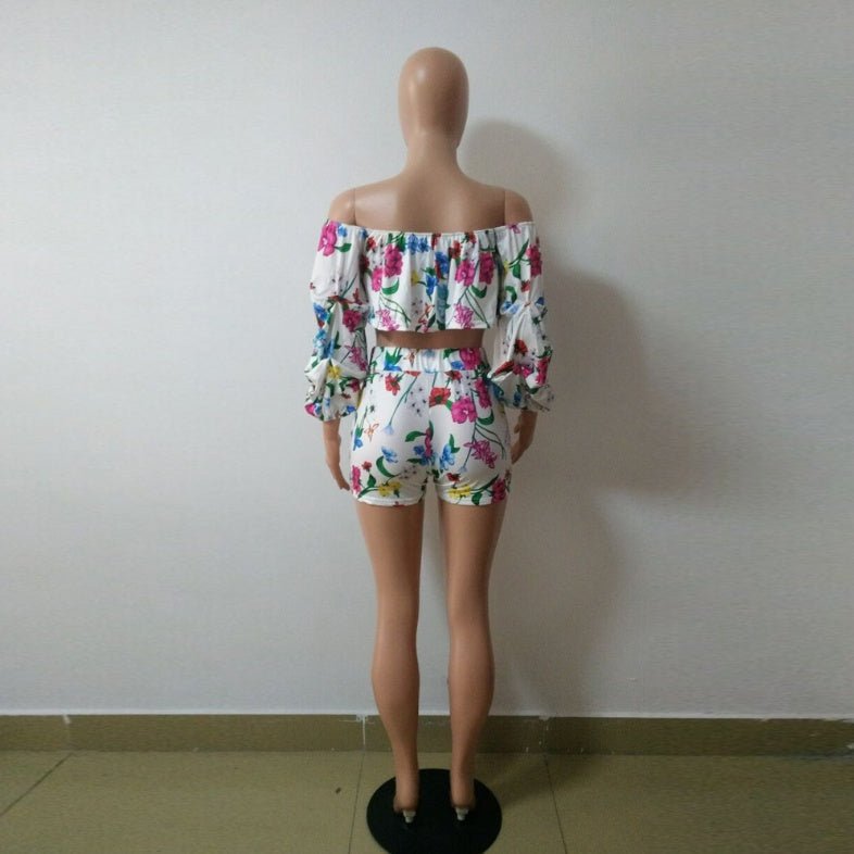 European and American sexy digital printing pile sleeves two - piece - WAREHOUSE SHOP