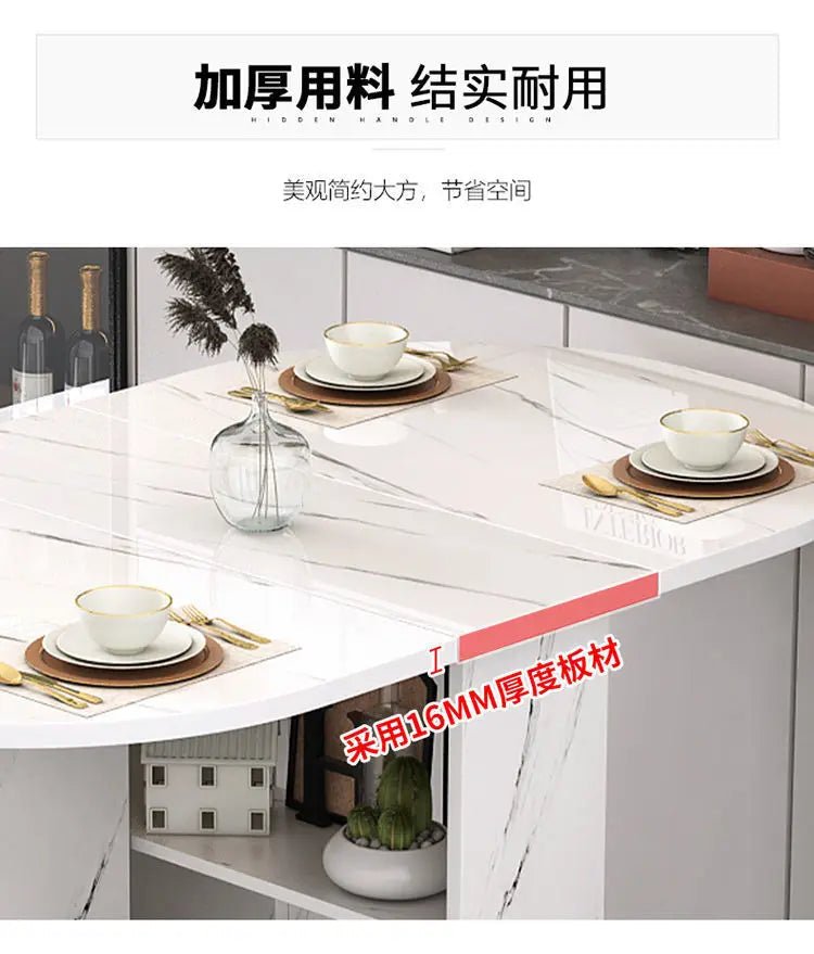 Folding dining table household multifunctional belt wheel movable rectangular restaurant dormitory dining table - WAREHOUSE SHOP