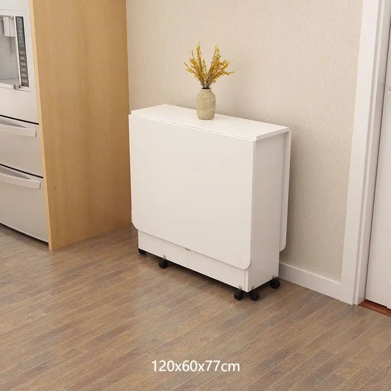 Folding dining table household multifunctional belt wheel movable rectangular restaurant dormitory dining table - WAREHOUSE SHOP