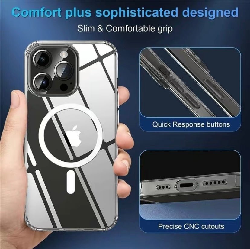 For Phone 15 14 Plus, Pro, Pro Max Case, Compatible With MagSafe, Shockproof Military - Grade Protection, Magnetic Phone Case For Phone 15 14 Plus, Pro, Pro Max, Classic Hybrid Case - WAREHOUSE SHOP