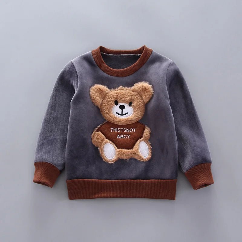 Kids’ 3 - piece cartoon clothing set with hooded sweater, perfect for boys and girls ages 0–4 for autumn and winter wear. - WAREHOUSE SHOP
