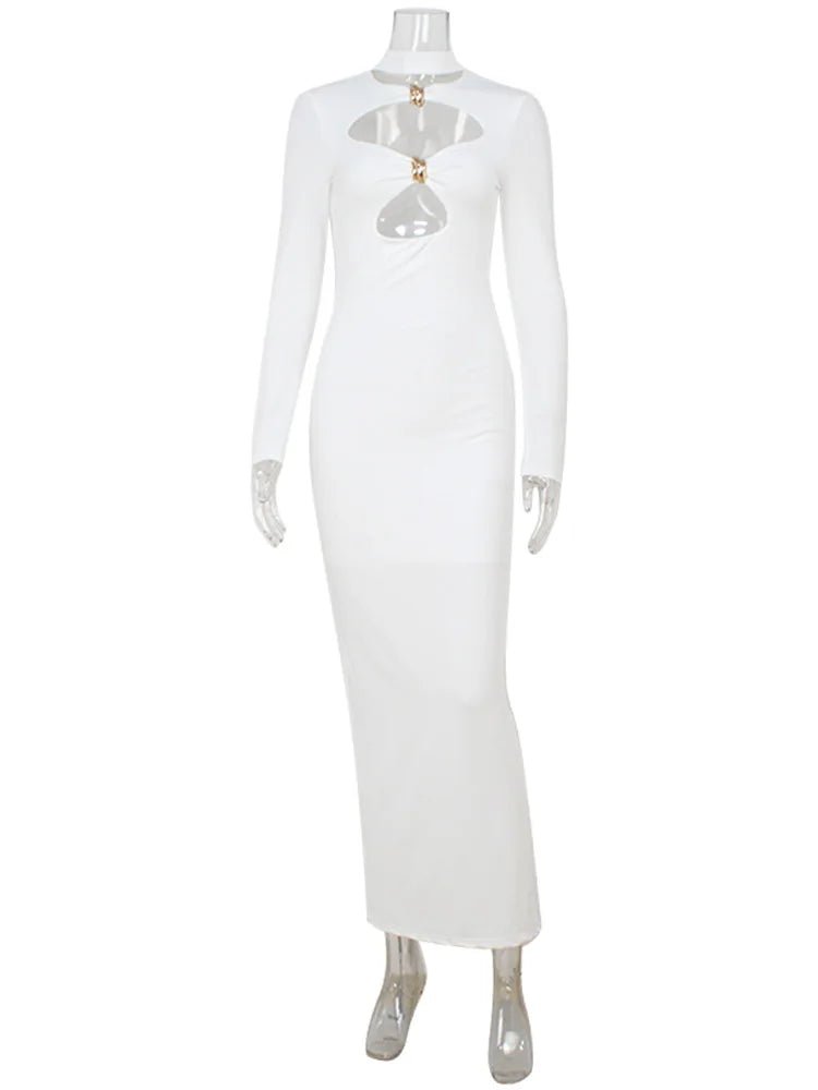 Ladies classic Dresses. Hollow Out Turtleneck Regular Long Sleeve Sheath Bodycon. - WAREHOUSE SHOP