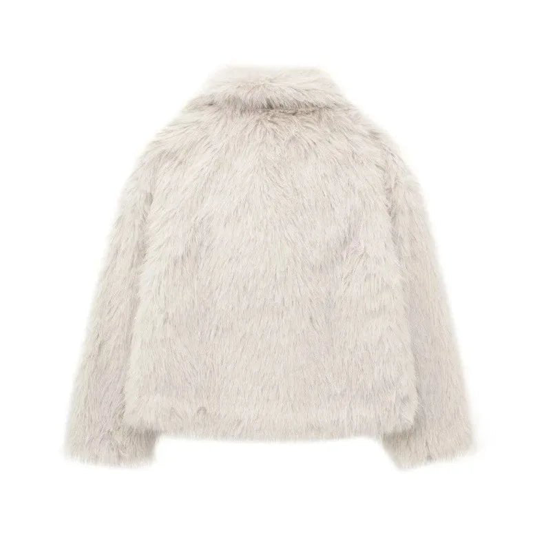 Luxury Faux Fur Jacket. Women's Loose Long - sleeved Coat Toka Fox Fur - WAREHOUSE SHOP