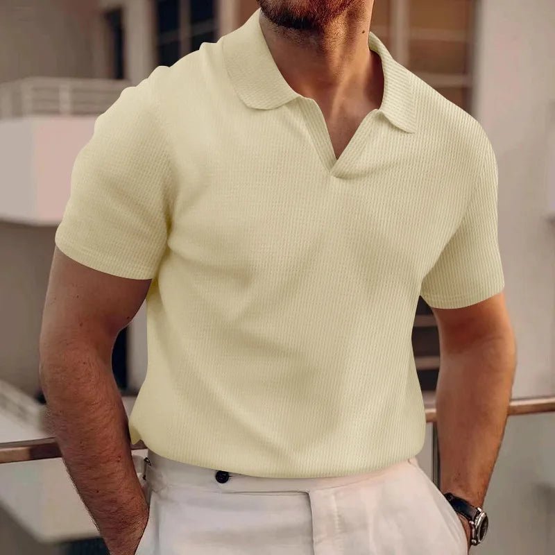 Men Waffle T-shirts Casual Oversized Short Sleeve Solid Color Loose Tee Shirt Tops CBFS - 23087 - C - WAREHOUSE SHOP