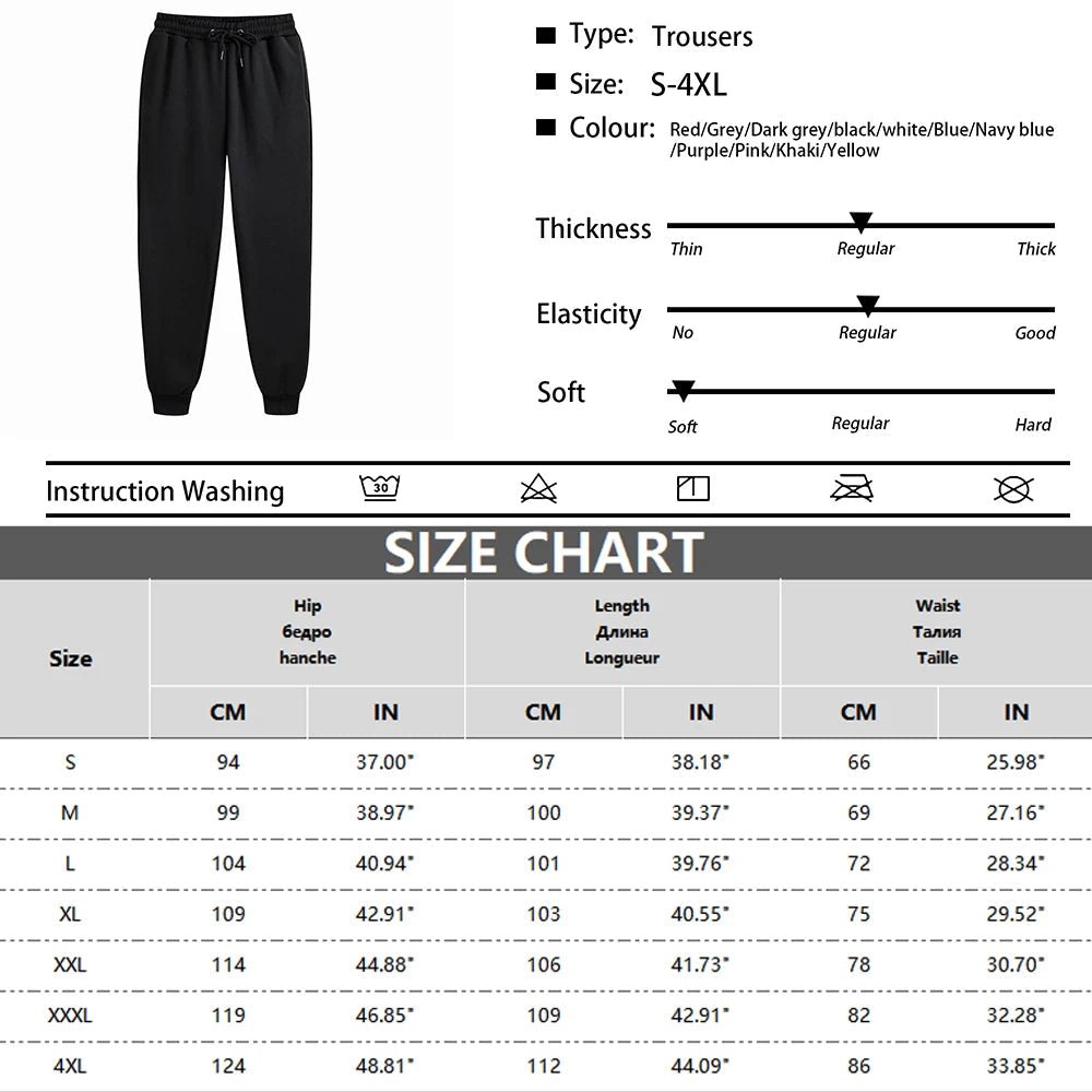 Men's Sweatpants Spring Autumn Fleece Pants Sport Long Pants Casual Drawstring Pockets Trousers Oversize Sweatpants For Men - WAREHOUSE SHOP
