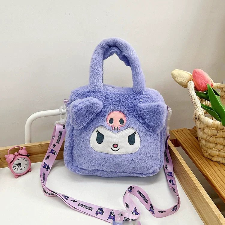 Miniso Plush Bag – Kawaii Kuromi, Cinnamoroll & Melody Cartoon Crossbody Handbag for Women & Girls - WAREHOUSE SHOP
