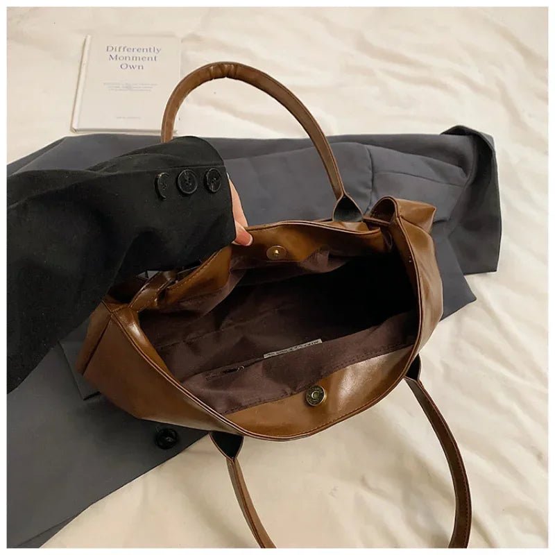 New PU Leather Tote Bag. Slouchy Hobo Handbag Fashion Shoulder Bag. Large Top Handle Bag for Women Work Shopping Travel - WAREHOUSE SHOP