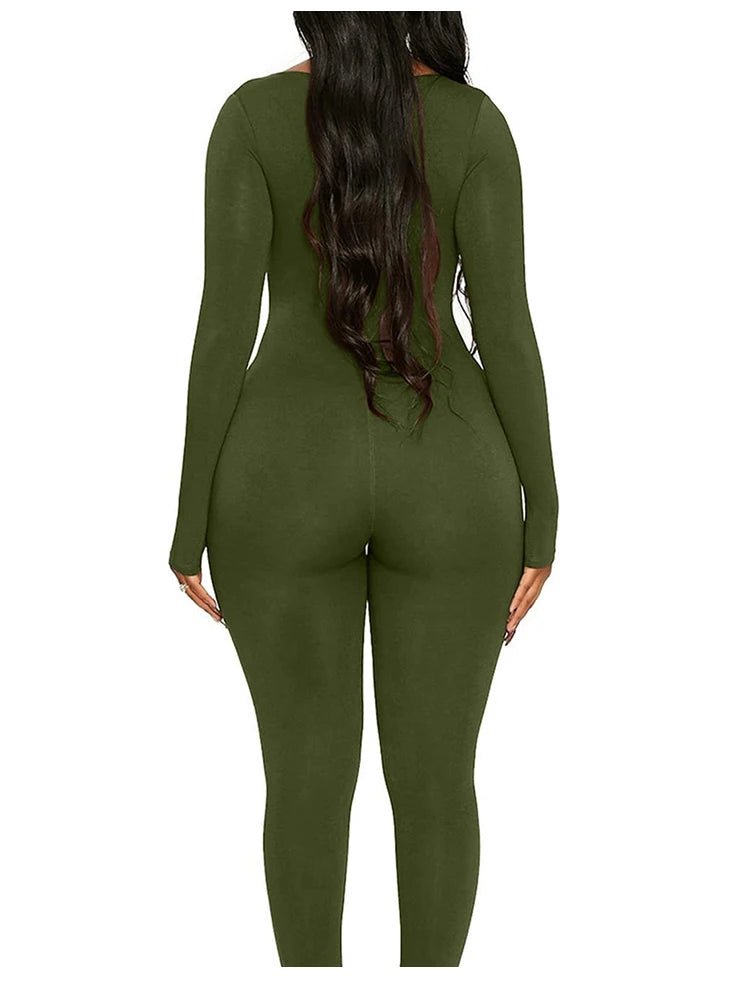 New Women's Jumpsuit Long Sleeve. Solid Color Skinny Jumpsuit, Fitness Jumpsuit Pullover. - WAREHOUSE SHOP