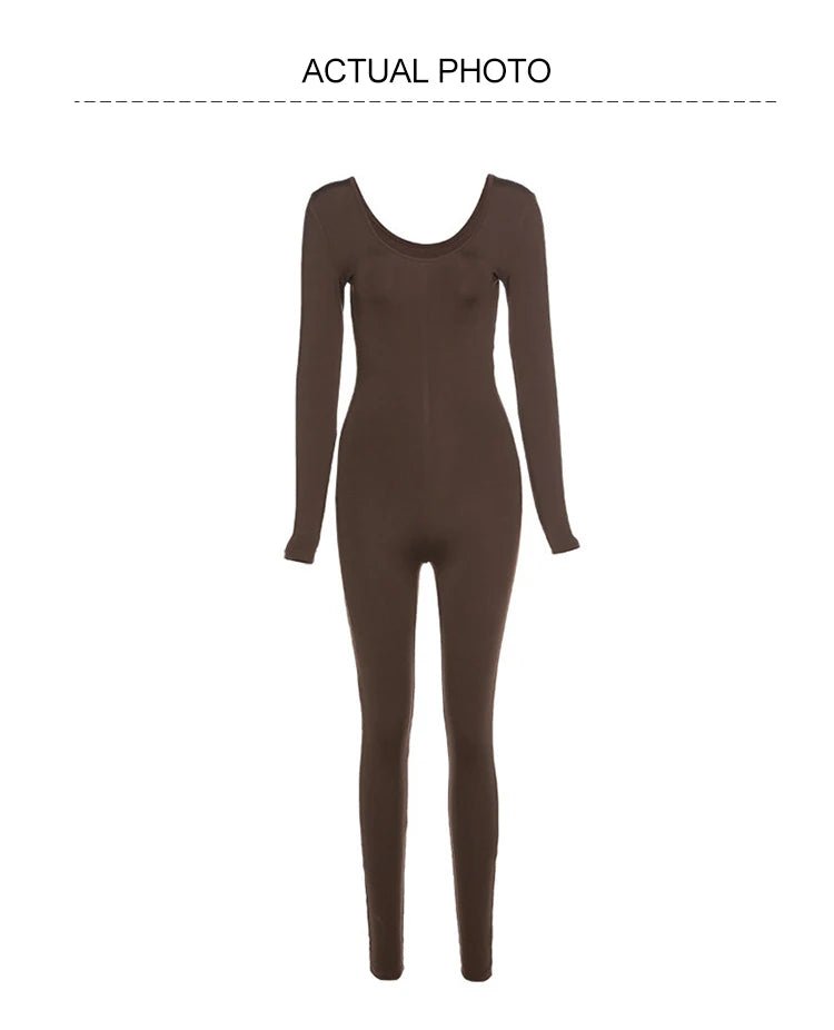 New Women's Jumpsuit Long Sleeve. Solid Color Skinny Jumpsuit, Fitness Jumpsuit Pullover. - WAREHOUSE SHOP
