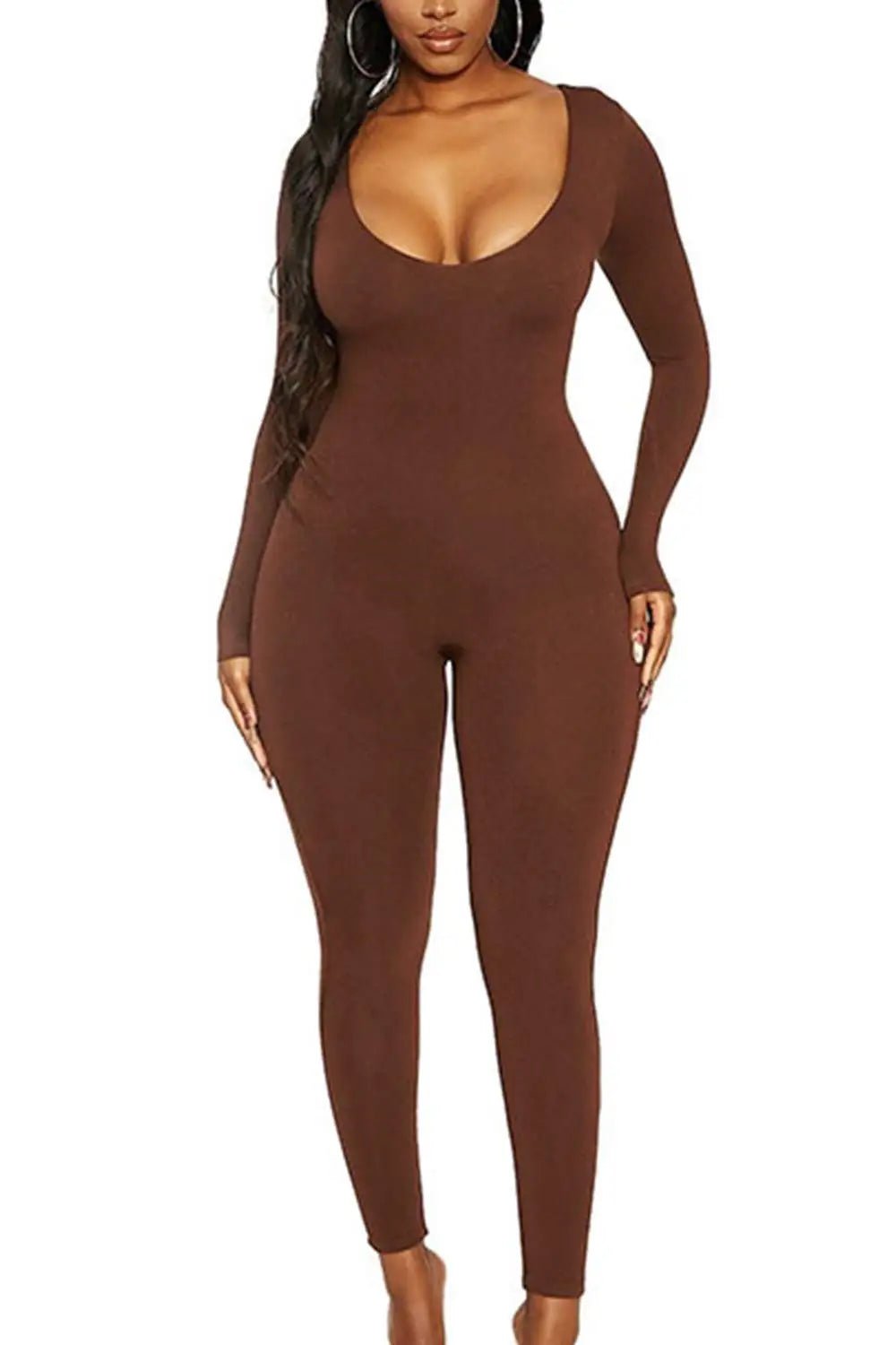 New Women's Jumpsuit Long Sleeve. Solid Color Skinny Jumpsuit, Fitness Jumpsuit Pullover. - WAREHOUSE SHOP