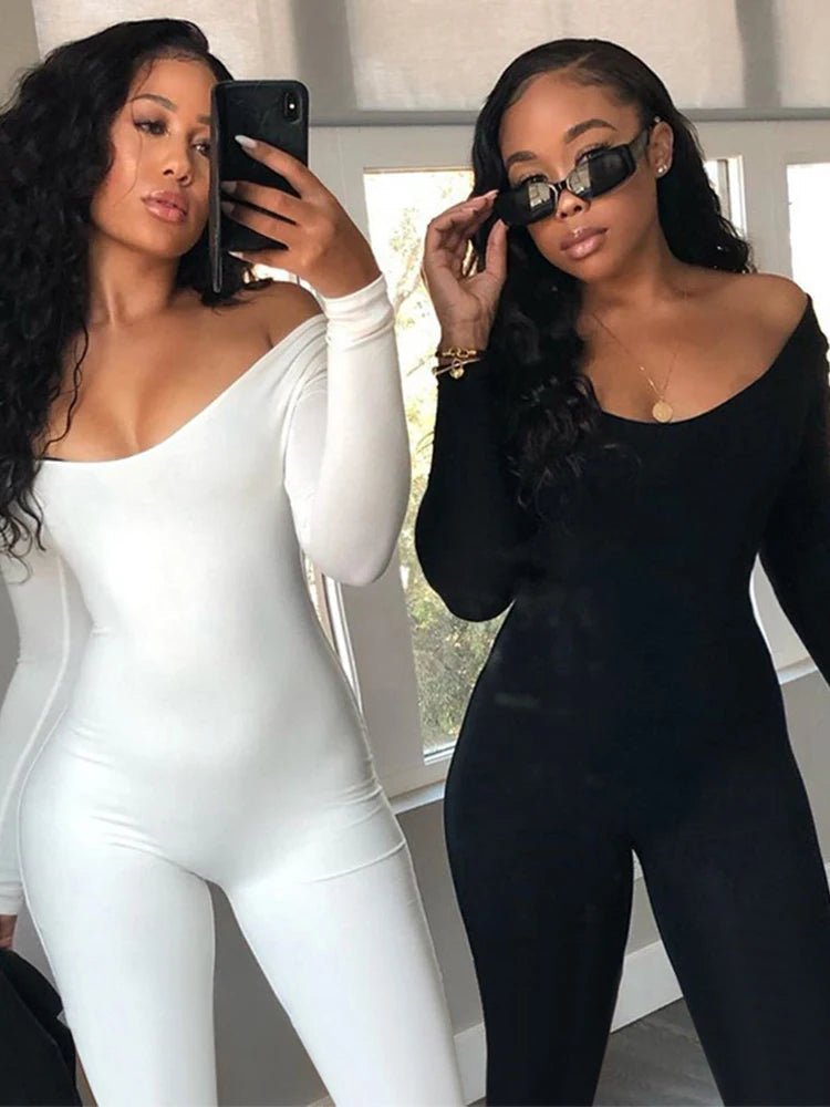 New Women's Jumpsuit Long Sleeve. Solid Color Skinny Jumpsuit, Fitness Jumpsuit Pullover. - WAREHOUSE SHOP
